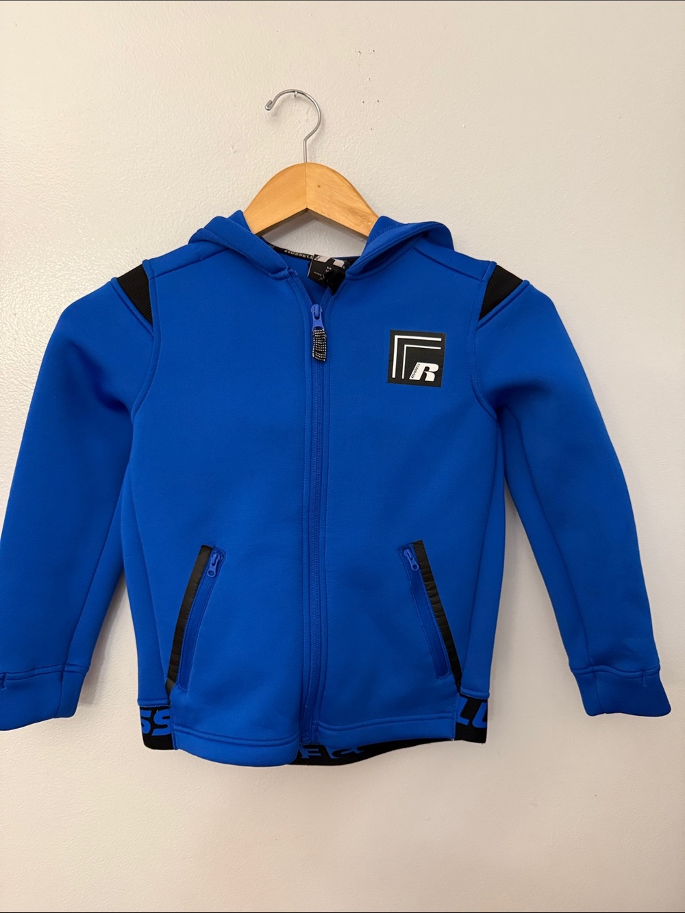 Russell Athletic Royal Blue Hooded Zip-Up Sweatshirt with Black Accents